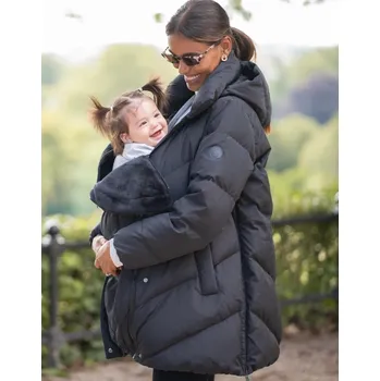 Seraphine Zimní těhotenská a nosící bunda 3v1 Chevron Puffer short černá péřová multifunkční Velikost: 3XL