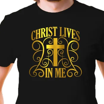 Pánské tričko Tričko Dynamix Design | Tričko pro věřící Christ Lives In Me