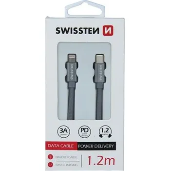 Datový kabel Swissten USB-C/Lightning 1.2m, šedý