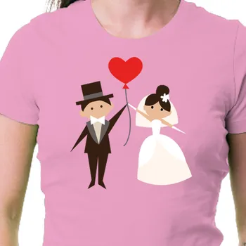 Dámské tričko Tričko Svatební | Tričko Nevěsta s ženichem a balonkem