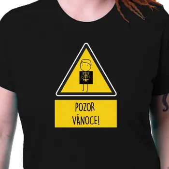 Tričko Vtipná | Dámské tričko Pozor Vánoce! Kapr