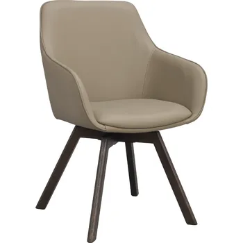 Jídelní židle ROWICO Jídelní židle ALISON s područkami béžová kůže hnědé nohy 118146