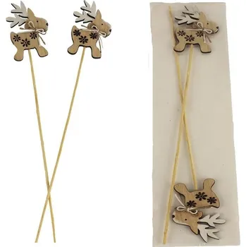 DEKORACE ZÁPICH - dřevěný sob 8 x 5,5 cm - přírodní s bílou