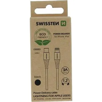 Kabel Swissten USB-C/LIGHTNING ČERNÝ 1,2M (ECO BALENÍ)