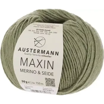 Příze Austermann Maxin 13 Olivová (Merino s hedvábím Maxin Oliv)