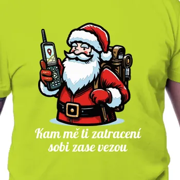 Pánské tričko Tričko Vánoce | Pánské vánoční triko se Santou s GPS