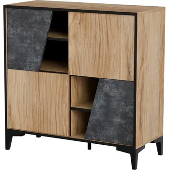 Šatní skříň Regál Halmar OVO 4D beton tmavě/ dub starý