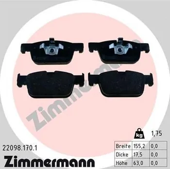 Brzdový systém Sada brzdových destiček, kotoučová brzda ZIMMERMANN 22098.170.1