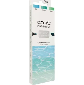 Lihové fixy COPIC Classic oboustranné Fine & Chisel 3ks, Clear Water Tints
