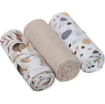 látková plena Infantilo Mušelínové pleny 70 x 80 cm 3 ks Béžový eukaliptus