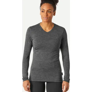 Dámská mikina SIMOND Dámské turistické merino tričko Travel 500 S ČERNÁ