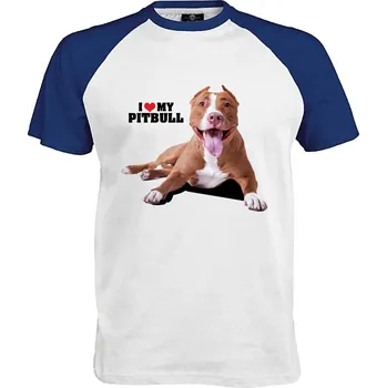 Pánské tričko Tričko I Love My Pitbull | Text Druh: Pánské, Barva: Royal | Bílá, Velikost: XL