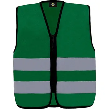 Chlapecká bunda Korntex Dětská reflexní bezpečnostní vesta Aalborg na zip Barva: Zelená lesní, Velikost: S (7-12 let) KX201