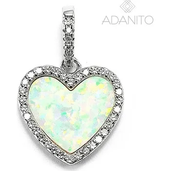 Přívěsek Stříbrný opálový přívěsek srdce se zirkony