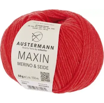 Příze Austermann Maxin 3 Červená (Merino s hedvábím Maxin Rot)