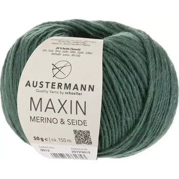 Příze Austermann Maxin 12 Tmavě zelená (Merino s hedvábím Maxin Tanne)