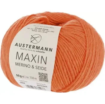 Příze Austermann Maxin 8 Oranžová (Merino s hedvábím Maxin Orange)