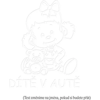 Samolepicí dekorace na vozidlo Dítě v autě holčička s medvídkem samolepka na auto Černá Velikost A