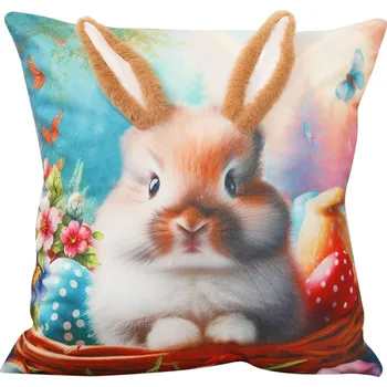 Polštář Velikonoční polštář 3D HELLO BUNNY IX. 40x40 cm Mybesthome Varianta: Povlak na polštář s prošívanou výplní, 40x40 cm 3D aplikace