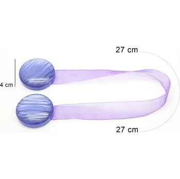 Uchycení záclony a závěsu Dekorační ozdobná spona na záclony a závěsy s magnetem MUSA fialová, Ø 4 cm Mybesthome