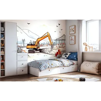 Tapeta Tapeta na zeď žlutý bagr 01