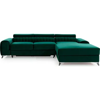 Obývací pokoj Rohová rozkládací sedací souprava GRAYSON 278 cm Nube 35 tmavě zelená pravá