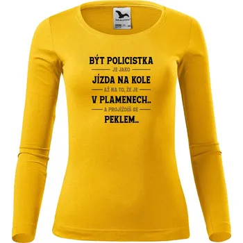 Dámské tričko DOBRÝ TRIKO Dámské bavlněné triko Být policistka Velikost: XS, Barva: Žlutá