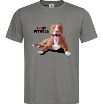 Pánské tričko Tričko I Love My Pitbull | Text Druh: Pánské, Barva: Břidlice, Velikost: XL