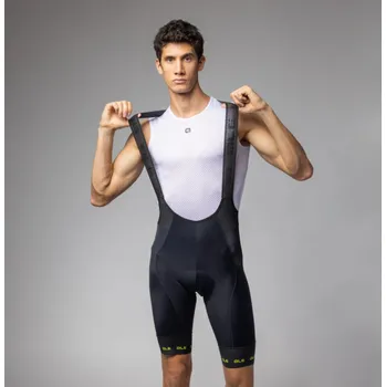 Cyklistické kalhoty ALÉ Cyklistické kalhoty krátké s laclem - STRADA 2.0 PR-E - černá/žlutá