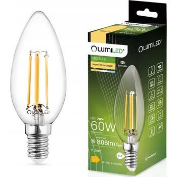 Žárovka Žárovka E14 Svíčka B35 7W = 60W 806lm 3000K Teplá bílá 360° FILAMENT LUMILED