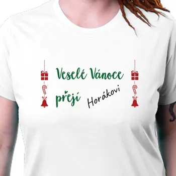 Vyrobsitričko.cz Tričko Veselé Vánoce Bílá XS