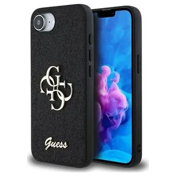 Pouzdro na mobilní telefon Guess PU Fixed Glitter 4G Metal Logo Zadní Kryt pro iPhone 16e Black