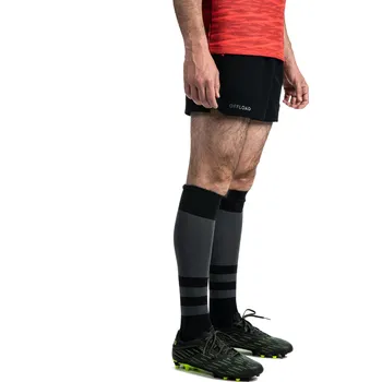 Pánské kraťasy KIPSTA Pánské ragbyové kraťasy R500 černé 2XL ČERNÁ|ŠEDÁ