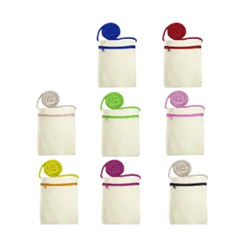 Plátěná kapsička na krk (13,0 x 17,0 cm), Barva zipu: Tmavě růžová