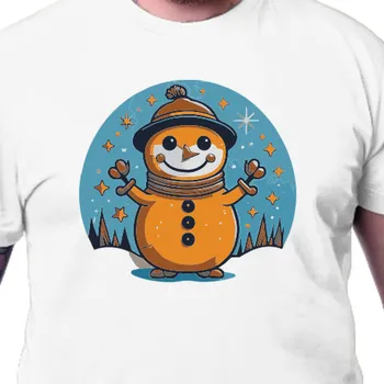 Pánské tričko Tričko Vánoce | Vánoční triko Sněhulákem
