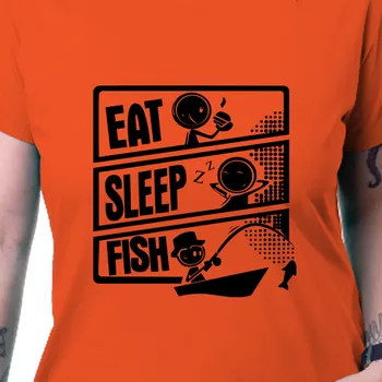 Dámské tričko Tričko Rybáři | Dámské tričko Eat, sleep, fish