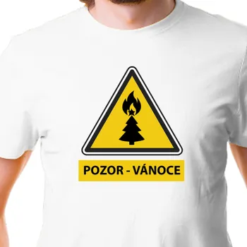 Pánské tričko Tričko Vtipná | Tričko Pozor Vánoce! Hořící stromek