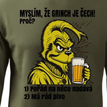 Pánská mikina Mikina Vánoce | Mikina Grinch je Čech