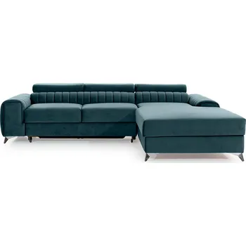 Sedací souprava Rohová rozkládací sedací souprava GRAYSON 278 cm Velvetmat 100 modrá pravá