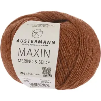 Příze Austermann Maxin 6 Oříšková (Merino s hedvábím Maxin Zimt)