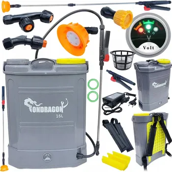 Postřikovač Ergonomický AKU postřikovač Zádový 16L Tlakový Teleskopický 80cm + sada 4 trysek