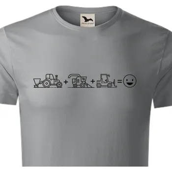 Pánské tričko Organická trička Traktory a bagry | Organické tričko s kombajnem Úsměv
