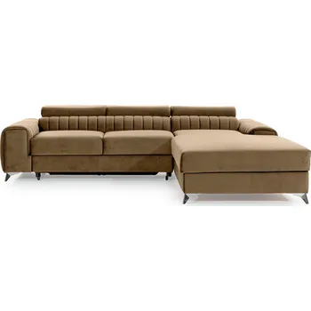 Sedací souprava Rohová rozkládací sedací souprava GRAYSON 278 cm Nube 20 světle hnědá pravá