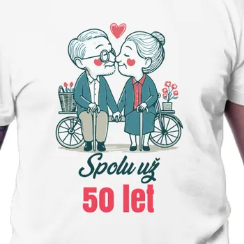 Pánské tričko Vyrobsitričko.cz Triko k výročí svatby Spolu už 50 let Bílá XXXL