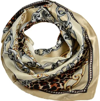 Šátek Šátek saténový - béžovo-hnědý, leopardí potisk