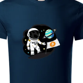 Pánské tričko Organická trička Geek | Organické triko Bitcoin na měsíci