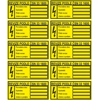 Speciální papír REVIZE PODLE ČSN 331600 samolepící vinylová fólie arch 10ks 35x65mm