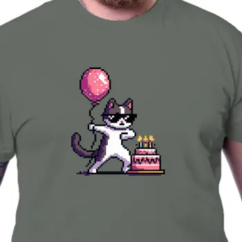 Tričko K narozeninám | Tričko k narozeninám Pixel birthday cat