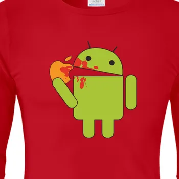 Pánské tričko Triko s dlouhým rukávem IT | Tričko s dlouhým rukávem Android eats Apple