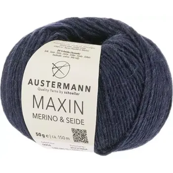 Příze Austermann Maxin 4 Tmavě modrá (Merino s hedvábím Maxin Marine)